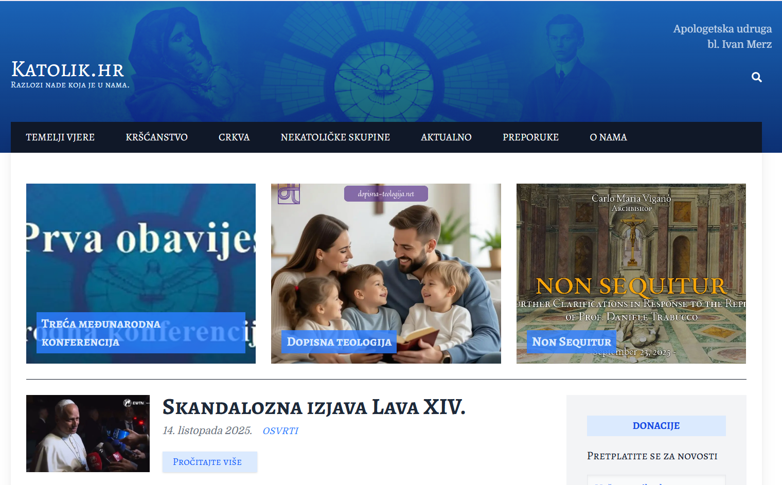 Zahvala Katolik.hr-u za podršku